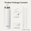 Mininoo 24 oz Insulated Ceramic-Lined Water Bottle with Straw, White