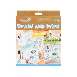Micador jR. Draw & Wipe Activity Set - 15 Reusable Activities + Dry Erase Markers + Dry Eraser - Ages 3+