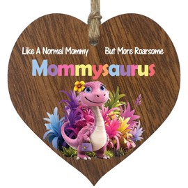 Mommy Gifts - Roarsome Mommysaurus Wooden Heart Plaque - Happy Birthday Gifts for Mommy from Son Daughter, Dinosaur Mother's Day Presents, Dark Wood Sign Keepsake