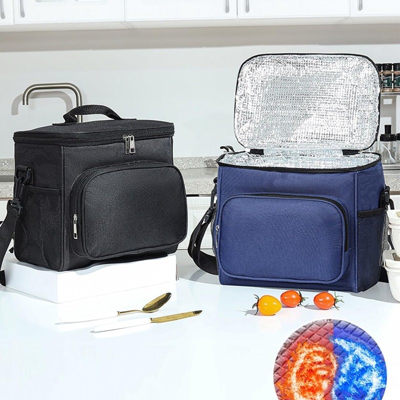 折り畳み式保冷バッグ, 26×24×17cm, 大容量, 防水, アウトドア・レジャー用, アルミ断熱材 (グレー)