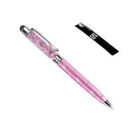 QUALITY 2-in-1 Capacitive Touchscreen Stylus and Ballpoint Pen with Crystals. FREE REFILL - UK SELLER (PINK)