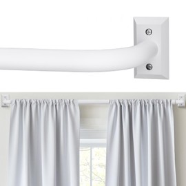 White Curtain Rods, Room Darkening Drapery Rod for Windows 66 to 120 Inches(5.5-10Ft), Wrap Around Curtain Rods, Adjustable Heavy Duty Blackout Drapery Rod, Window Treatment Rod, White