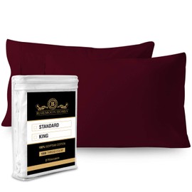 Bluemoon Homes 1000 Thread Count 100% Egyptian Cotton Queen/Standard Size Pillowcase Set of 2, Burgundy