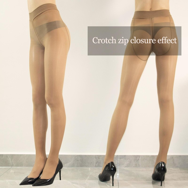 HTRUIYA Women's Shiny Pantyhose 8D Sheer Tights Oily Gloss Pantyhose