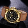 NAVIFORCE Male PU Band Quartz Electronic Watch Waterproof Sports Wristwatch(Gold)