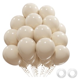 Balloons Sand White, Pack of 52 Latex Balloons, Matte Balloons, Sand White Helium Balloons, Balloons for Birthday Decoration, Baby Shower Decoration, Wedding Decoration, Christening Decoration, Party