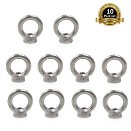 Lependor M6 Metric Ring Shape Lifting Eye Nut 304 Stainless Steel Lifting Eye Threaded Nut Fastener - 10 Pcs M6 (1/4")