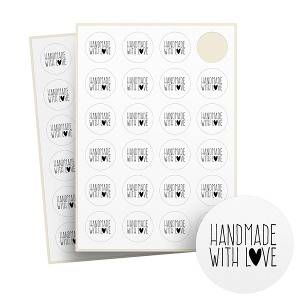 Handmade with Love Stickers, Pack of 48 on Sheet, Recycled