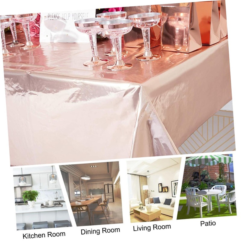 Mikinona 2pcs Rose Gold Tablecloth Wedding Party Tablecloth Party Table