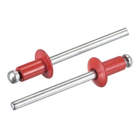 sourcing map Blind Rivets 4 mm x 6 mm Flat Round Head for Metal Plates Joining Red Pack of 25