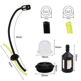BUENTYA 5 Set Strimmer Fuel Pipe, Universal Grass Trimmer Fuel Line Fuel Filter Kit Lawnmower Fuel Hose Pipe Petrol Fuel Line Hose with Filter Primer Bulb for Strimmer Brush Cutter