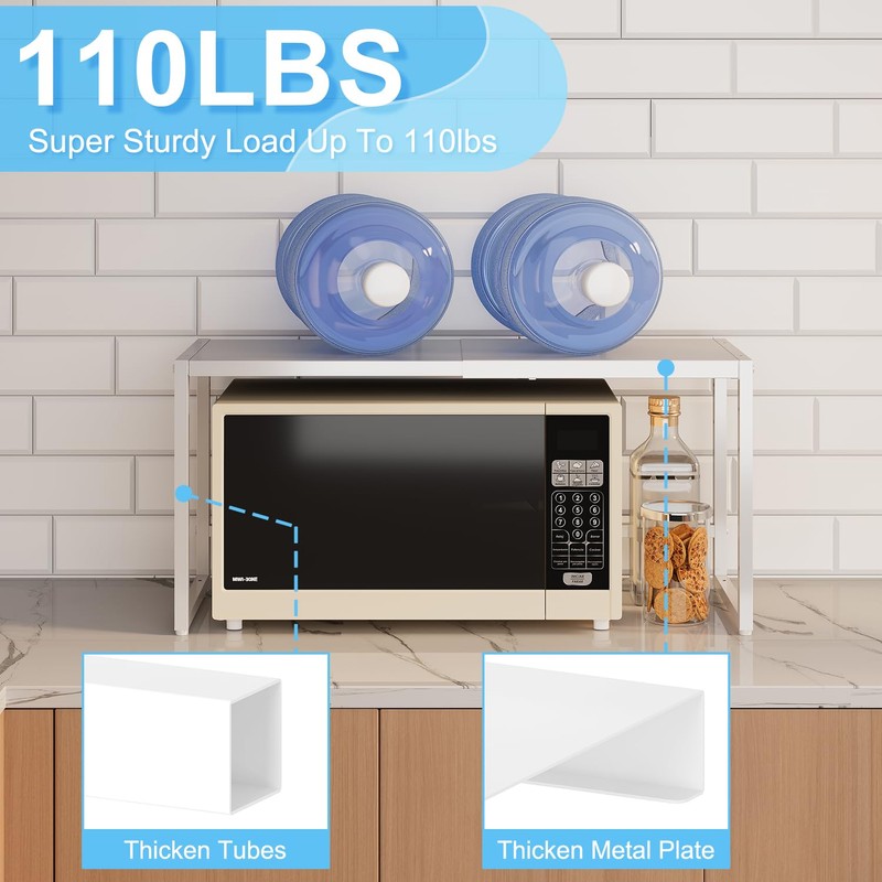 Expandable Kitchen Storage Shelves,110LBS Heavy Duty Metal Shelving Units and