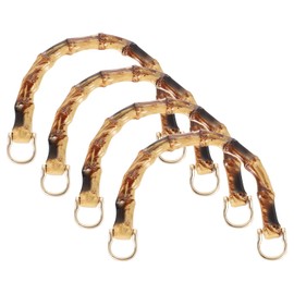 PATIKIL Bamboo Purse Handles, 4 Pcs U-Shaped Replacement Handmade Handbag Handles with Metal Buckle for Tote Bag Purse Making Decorations, Brown