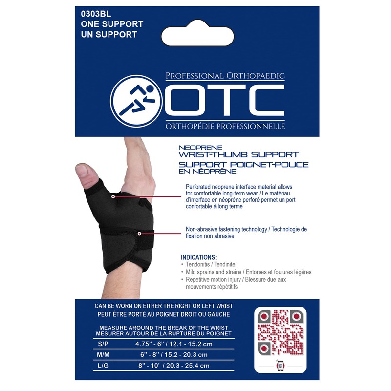 OTC Wrist-Thumb Splint, Wrap Style Support, Neoprene, Small