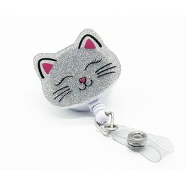 Cute Cat Badge Reels Retractable Nurse Badge Reel with Alligator Clip, Funny ID Badge Holder for Nurses, Doctors, Teachers, Office Worker