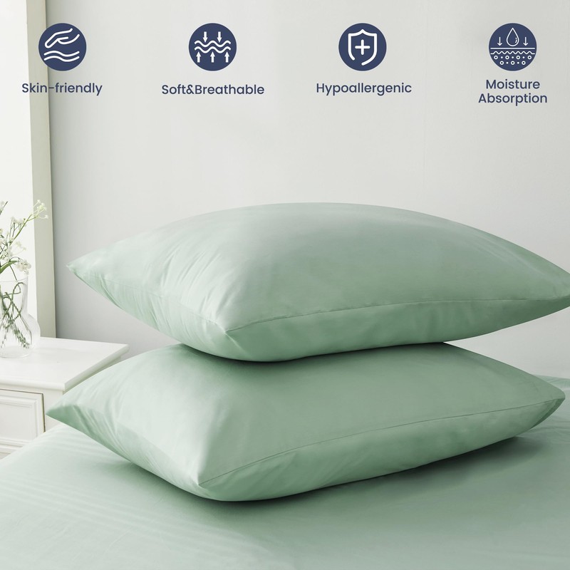 LINENOVA 100% Luxury Cotton King Pillowcases(Set of 2),Super Soft and
