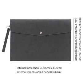 Wonderpool A4 Faux Leather Envelope Documents Multifunction Folders Stationery Bag -Portfolio File for Paper Letter Stationery Organizer and Tablet Case PC Sleeve (Dark gray)