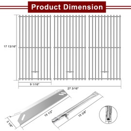 Hiorucet Grill Parts for Cuisinart Grill Parts GAS9556AS GAS9556ASO, Grill Grate Burner Tube Heat Plate for Cuisinart GAS9556AS Parts, Cuisinart Grill Replacement Parts, Cuisinart GAS9556AS Grates