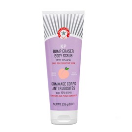 First Aid Beauty - KP Bump Eraser Body Scrub with 10% AHA, Keratosis Pilaris Exfoliator with Glycolic and Lactic acids, Helps Reduce Chicken Skin Bumps, Safe for Sensitive Skin, NEW Peach Scent (8 oz)