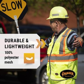 Pioneer Hi Vis Traffic Mesh Safety Vest for Men - Breathable - High Visibility Reflective Tape - 9 Pockets - Class 2 - Yellow/Green