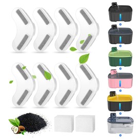 Kenida Dog Water Fountain Filters,Replacement Filter for 2.1GAL/270oz Large Dog Fountain,8 Packs Filters & 2 Sponges Set for 8L Lager Dog Water Fountain wireless