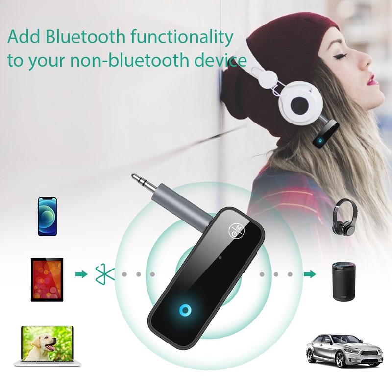 ORIA Aux Bluetooth Adapter for Car, 2 in 1 Bluetooth
