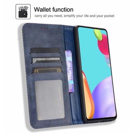 SEAHAI Leather Folio Case for HMD Fusion, Premium PU Wallet Cover with Credit Card Pocket/Cash Slots/Support Kickstand, Flip Magnetic Automatic Adsorption Shell - Blue