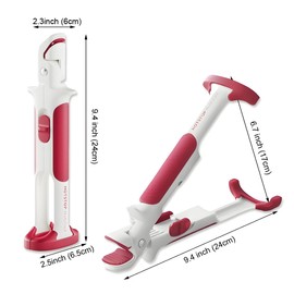 Dual-Jaw Heat-Resistant Kitchen Gripper - Anti-Scalding Clip Silicone Tongs for Hot Dish Plates, Bowls & Steamers | Non-Slip Handle with Compact Storage (1Pack 9.5” Kitchen Tool)