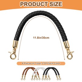 6 Pack Shoulder Bag Purse Handles 3 Color, 12 Inch PU Leather Purse Straps