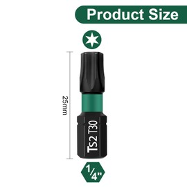UBESTHS Torx Bit T30, Screwdriver Bits Set 25 Pieces, 1/4 Inch Hex Shank, 25 mm Length with Box