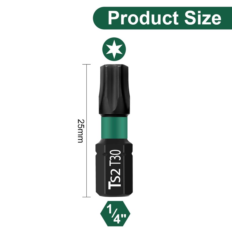 UBESTHS Torx Bit T30, Screwdriver Bits Set 25 Pieces, 1/4
