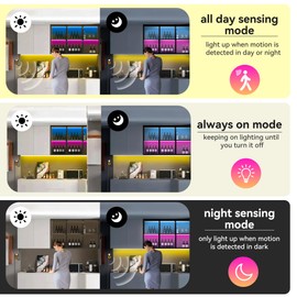 Auplf LED Strip with Motion Sensor 3 m RGB LED Strip with App Control and 2.4G RF Remote Control, LED Bed Light Night Light with Motion Sensor for Bed Wardrobe Stair Decoration