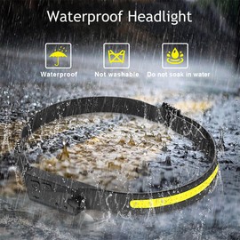 LED Headlamp Rechargeable, 230° Wide Beam Outdoor Waterproof Head Light, Adjustable Headband, Lightweight Motion Sensor Head Lamp for Cycling, Camping, Hiking, Running, Outdoor - Adults and Kids (2)