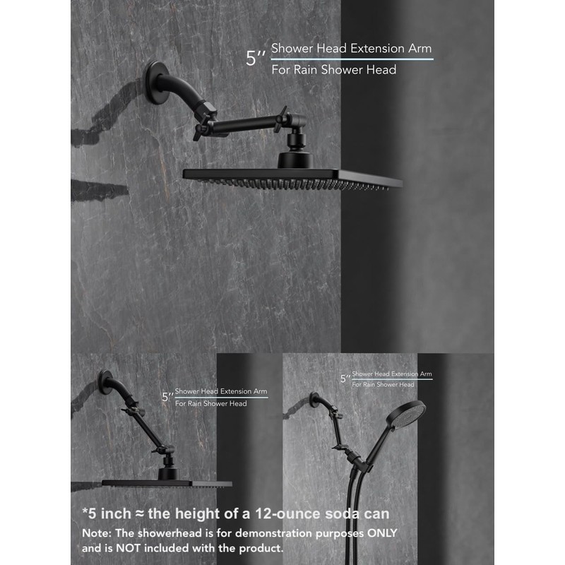 5 Inch Adjustable Shower Head Extension Arm With Locking Set