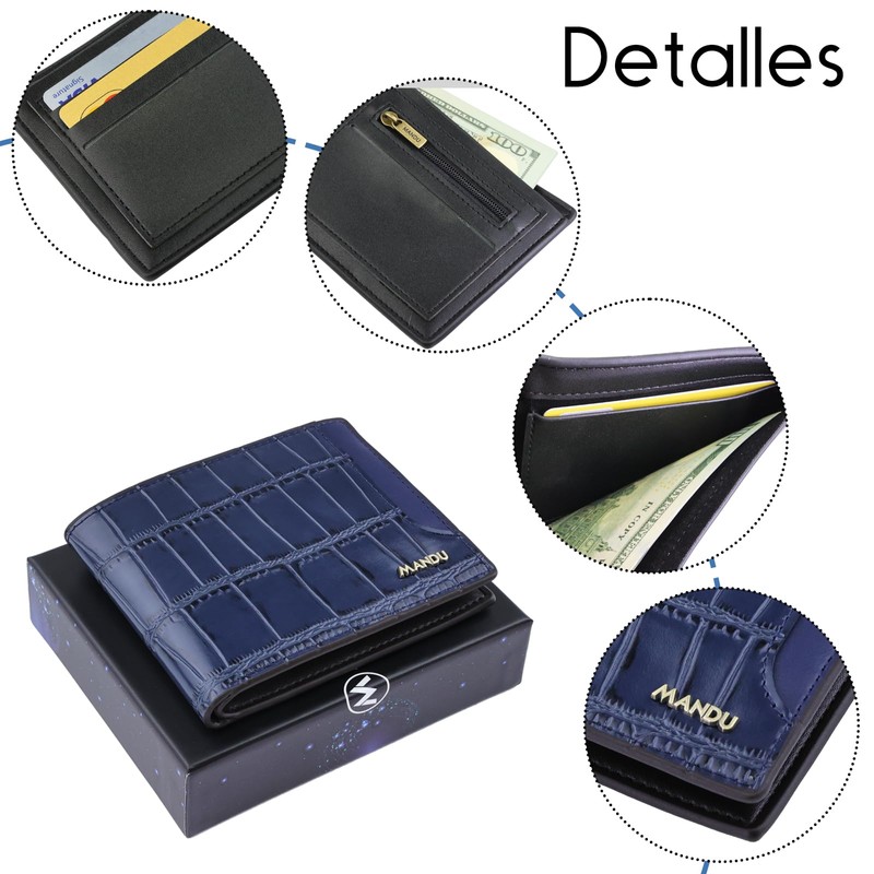 DOXUNGOO carteras antirrobo RFID Blocking 1 zippered cash pocket carteras