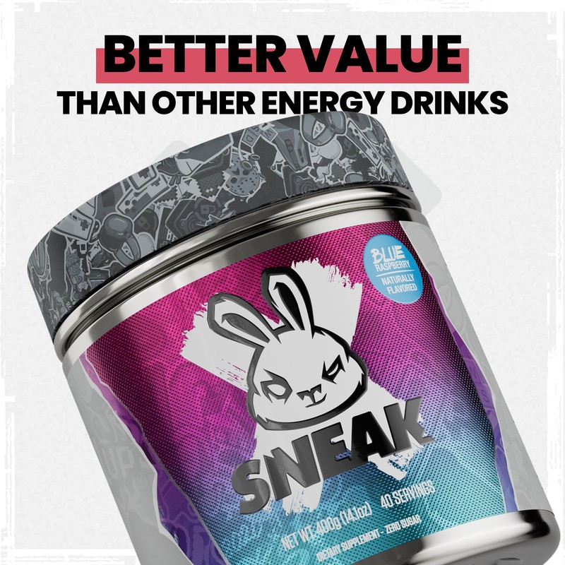 SNEAK Energy Drink Powder | Blue Raspberry | No Sugar.