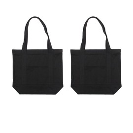 Augbunny Heavy Duty 100% Cotton Canvas Zipper Beach Shoulder Grocery Tote Bag With Outer Pocket 2-pack