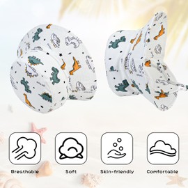 JUPSK Toddler Baby Summer Sun Protection Sun Hat Kids Fishing Beach Hat, Outdoor Adventure Bucket Hat with Adjustable Strap Dinosaur Pattern for 2-6 Years Old Boys