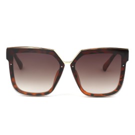 MODALAND Oversized Sunglasses for Women, Square Style for Womens, Narrow Square Frame Visor Shades UV400 (Leopard-Brown)