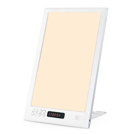 Light Therapy Lamp UV-Free 12000 Lux, Sunrise and Sunset Simulation, Energy Recovery Therapy Light 3 Color Temperatures Setting, Wake-up Lamp with Alarm Clock 12 Natural Sounds, 40 Level Adjustable Brightness, Time Switch (DP02 WHITE)