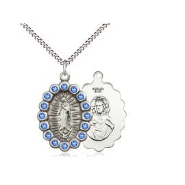 Bliss Sterling Silver Our Lady of Guadalupe Medal Pendant Necklace 18" Chain GiftBox
