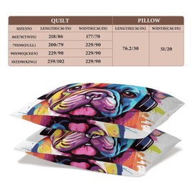 Delerain Comforter Set Twin Size, Colorful French Bulldog 3-Piece Bedding Set for Boys Girls Teens Modern Soft Microfiber Bedroom Set Room Decor, 1 Duvet Cover + 2 Pillowcases