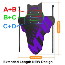 NICEDACK Mudguard Mountain Bike, Pack of 2 Mudguard Fit 20-29 Inch MTB Mudguard Front and Rear Compatible Bicycle Splash Guard, Purple