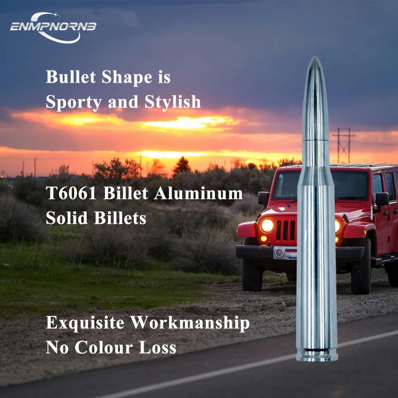 Enmpnornb 5.5inch Chrome Stubby Bullet Antenna Replacement for Various car