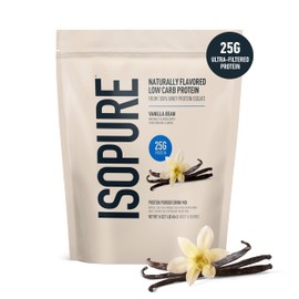 Isopure Low Carb 100% Pure Whey Isolate Protein Powder, Lactose Free, Gluten Free, With Vitamins, Vanilla Bean, 25g Protein Per Serving, 1 Lb, 14 Servings (Packaging May Vary)