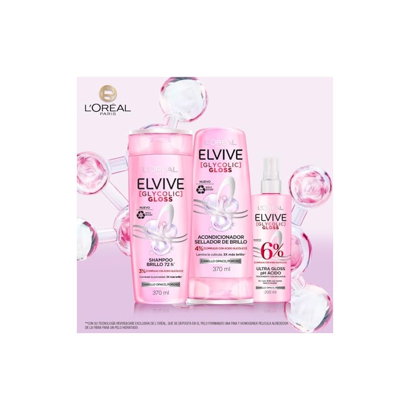 Kit LOréal Paris Elvive Tratamiento Ultra Gloss Glycolic Gloss 200