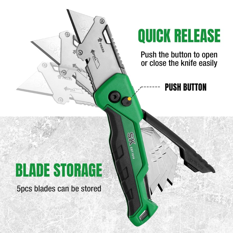 SK Folding Utility Knife with Additional Wire Cutter, Quick Change