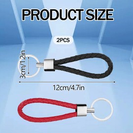 2PCS Leather Keyring Braided Rope Car Keychain Braided Strap Keyring Holder Woven Rope Key Chain Fob Hanging Ornament Business Gift Leather Keychain for Men and Women Car Home Office Keys