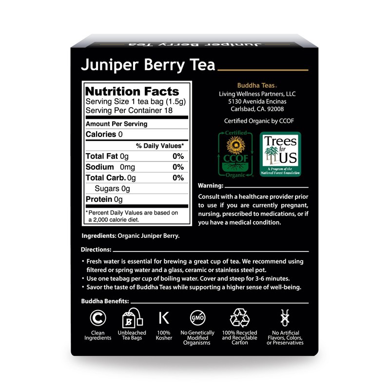 Buddha Teas Organic Juniper Berry Tea - OU Kosher, USDA