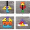 ANCLLO Tangram wooden puzzle with colourful 3D Russian blocks